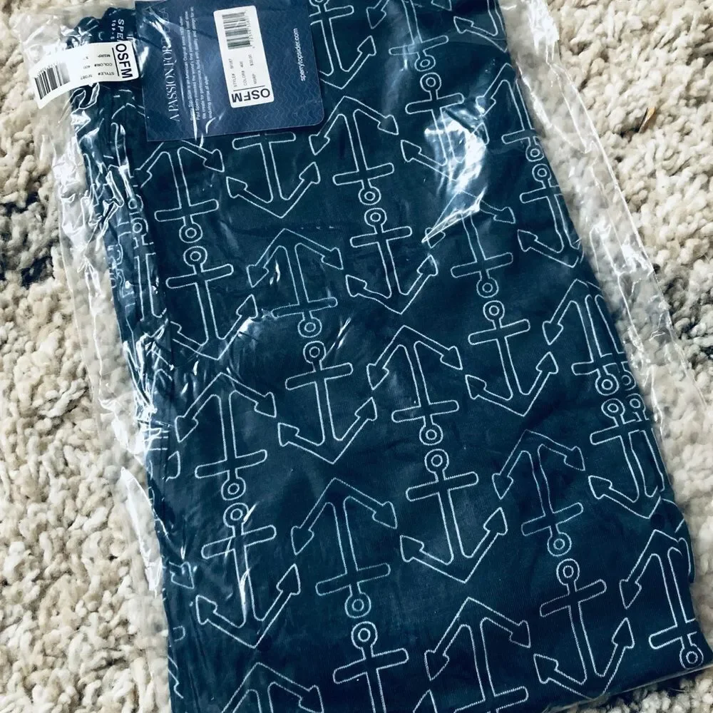 Sperry Navy Anchor Print Lightweight Scarf